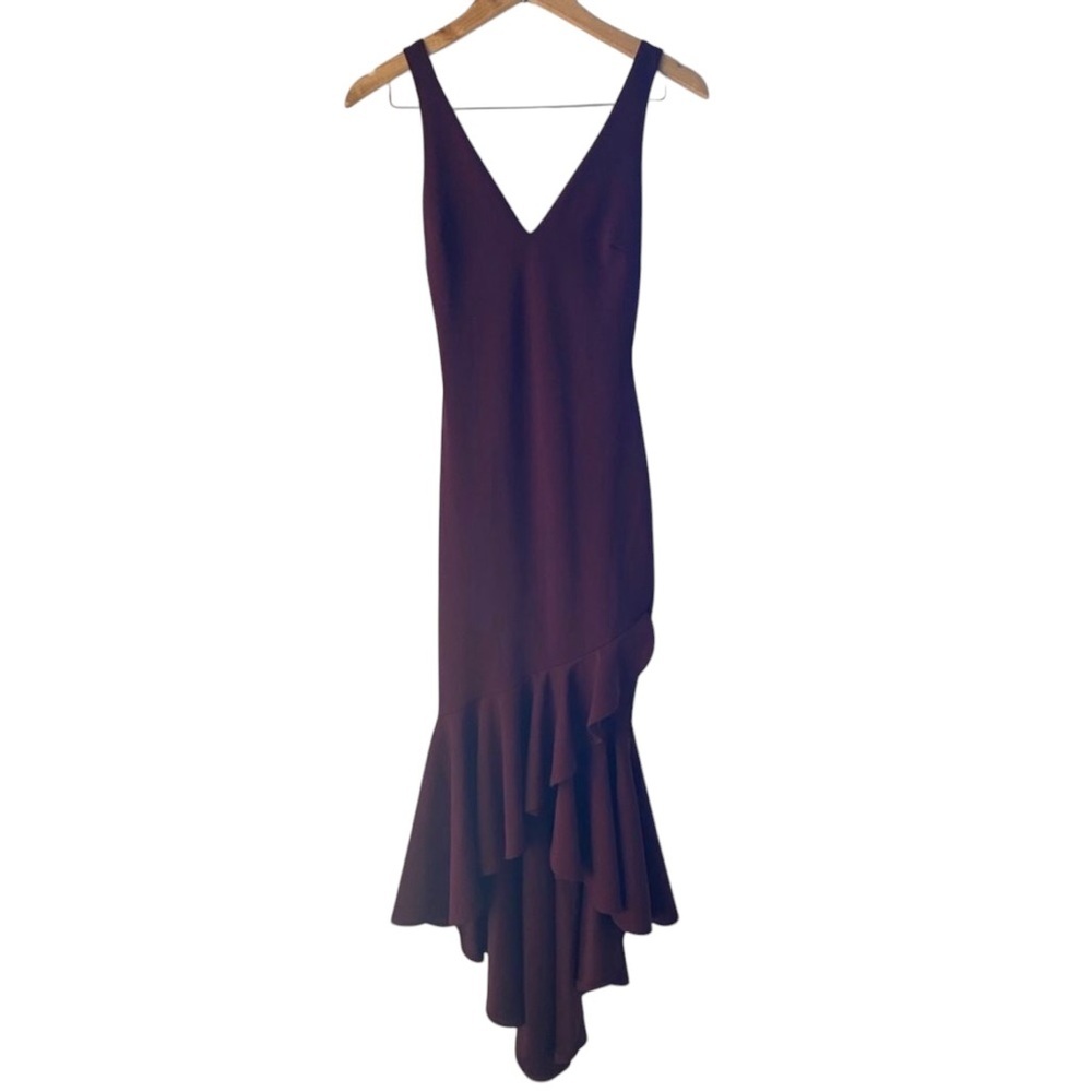 ⭐️ Olive Tree | Burgundy Ruffle Hem Dress, Size S